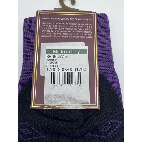 Brunomagli Men's Dress Socks | Made in Italy | Purple Black | Size 10–13 | New - Picture 4 of 4